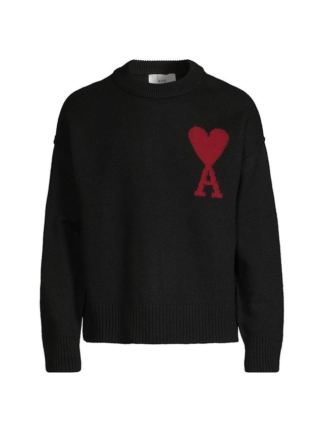 Mens Embroidered Wool Sweater Product Image