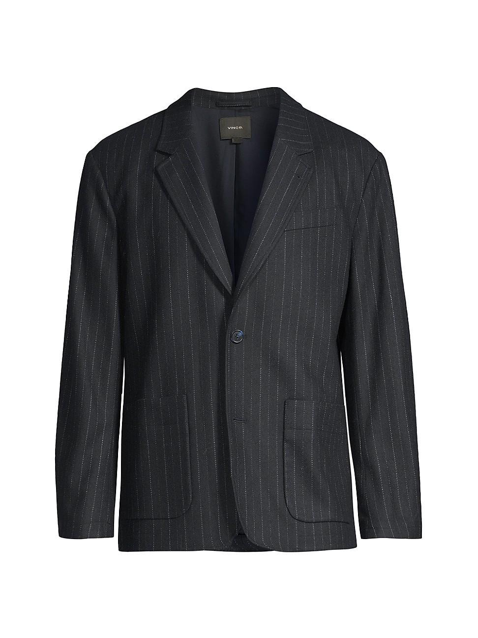 Vince Pinstripe Virgin Wool Blend Flannel Blazer Product Image