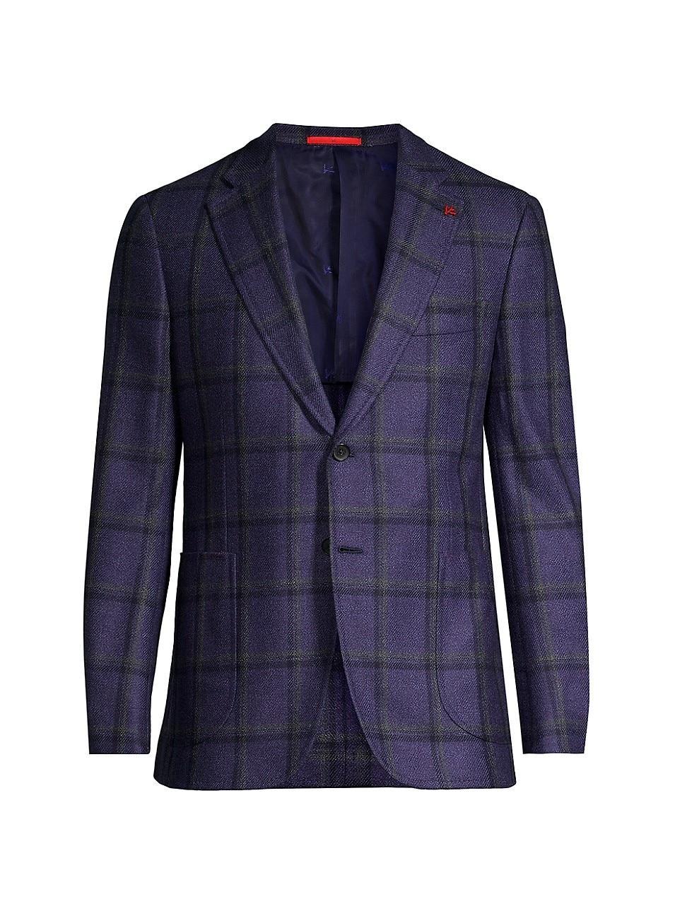 Mens Capri Plaid Wool Two-Button Sport Coat Product Image