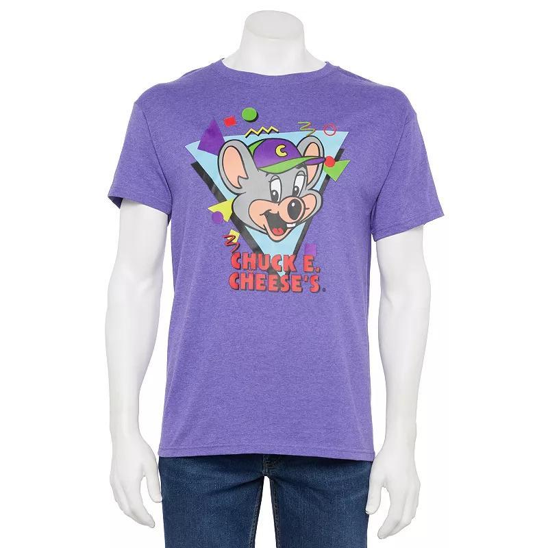 Mens Chuck E Cheese Retro Chuck Crewneck Graphic Tee Purple Product Image