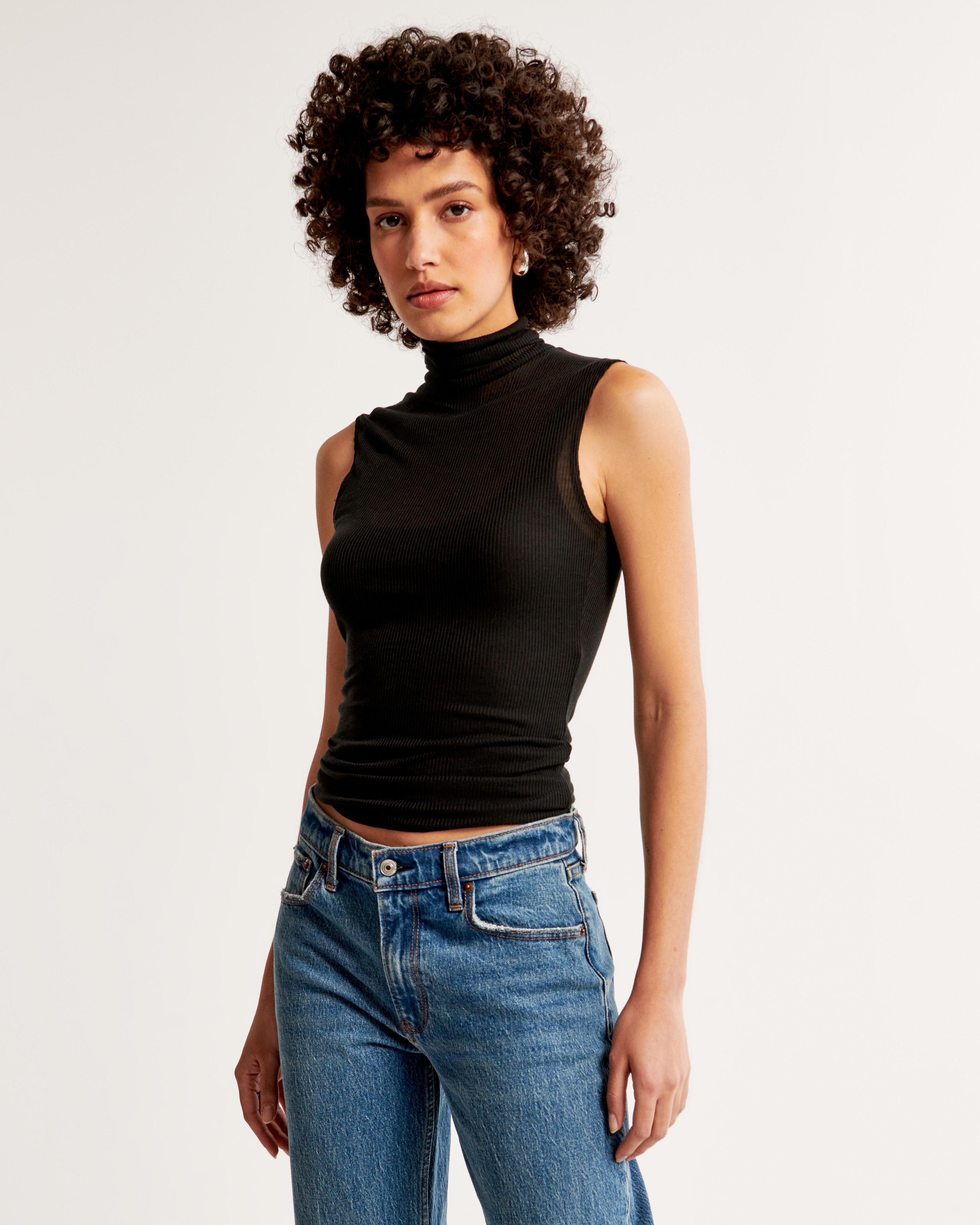 Sheer Rib Layered Turtleneck Top Product Image