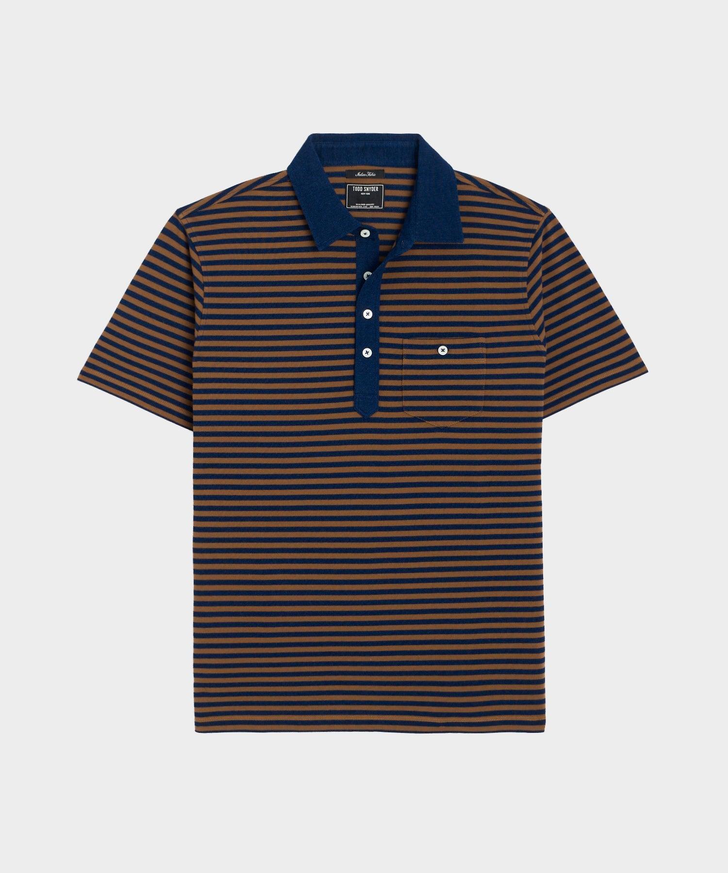 Indigo Stripe Pique Polo in Faded Brick Product Image