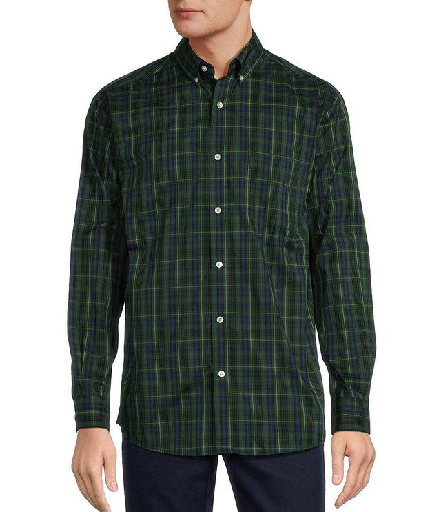 Roundtree & Yorke Big & Tall TravelSmart Easy Care Long Sleeve Medium Plaid Poplin Sport Shirt Product Image