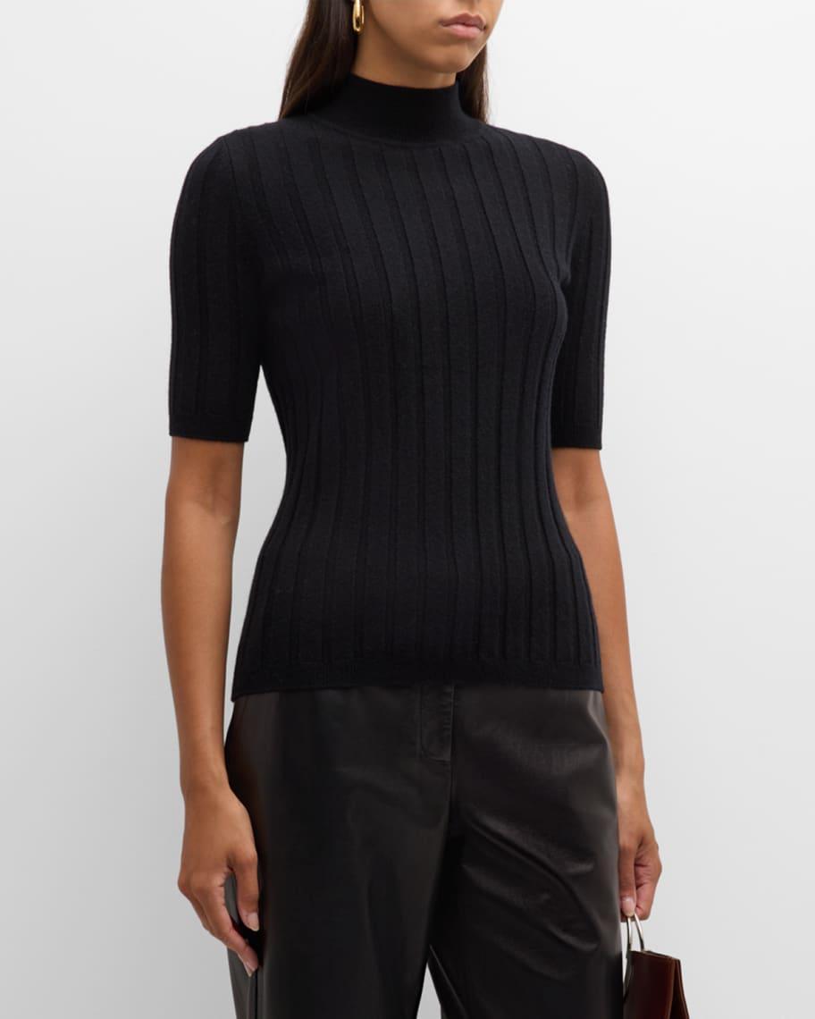 Cashmere Ribbed Mock Neck Sweater Product Image