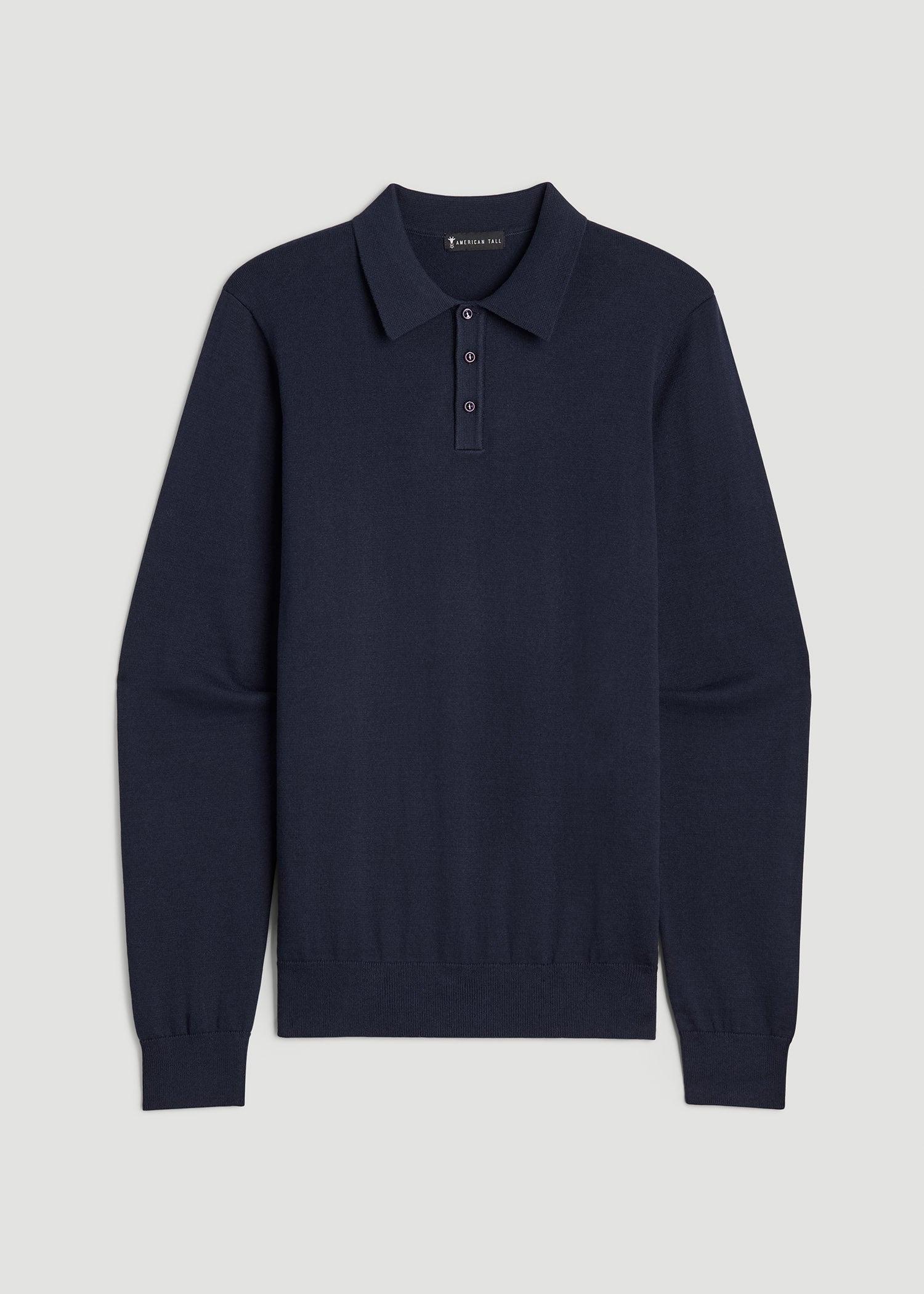 Men’s Tall Polo Sweater in Evening Blue Product Image