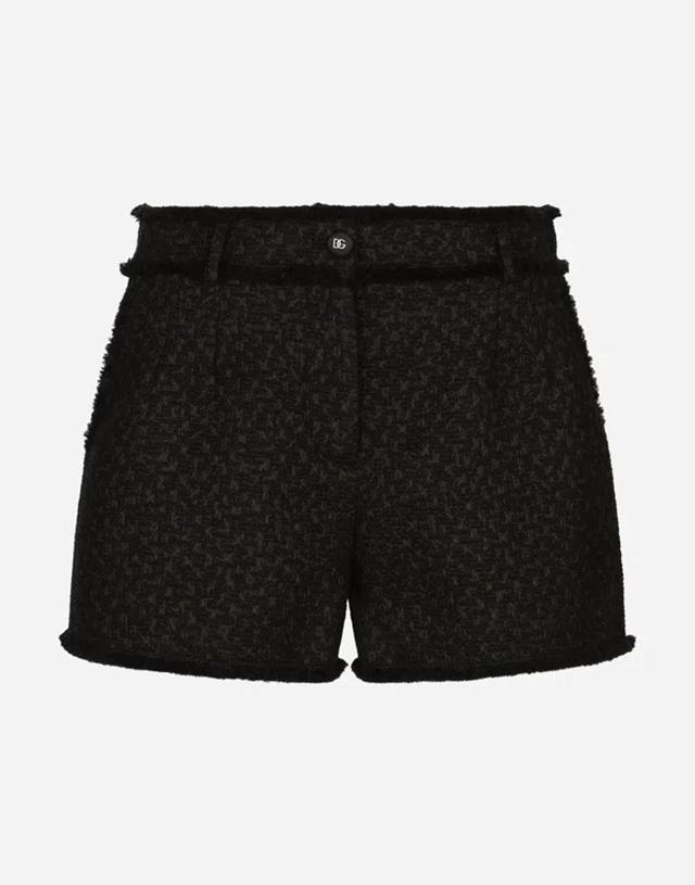 DOLCE & GABBANA Raschel Tweed Shorts In Black Product Image