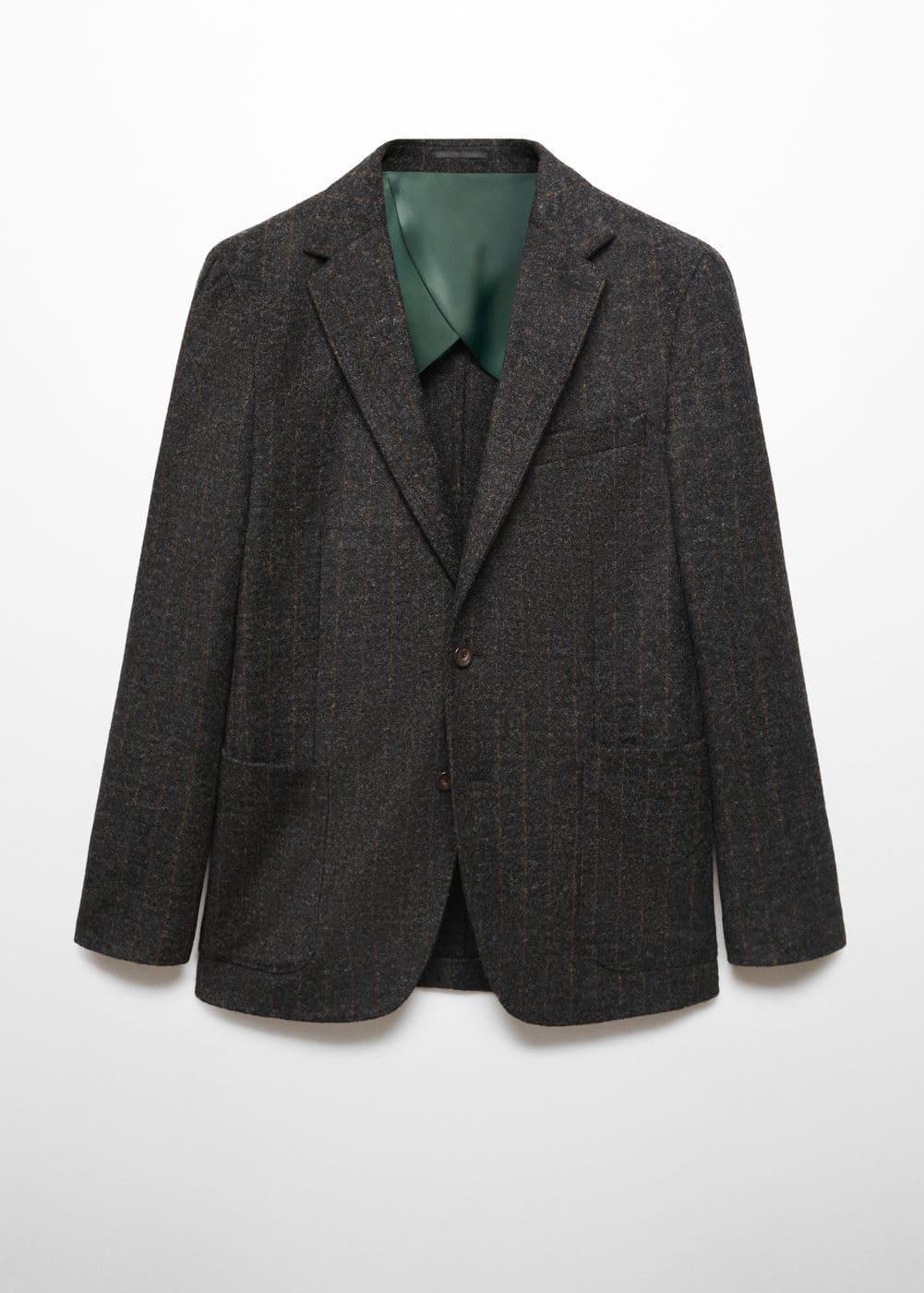 MANGO MAN - Pinstripe virgin wool blazer greyMen Product Image