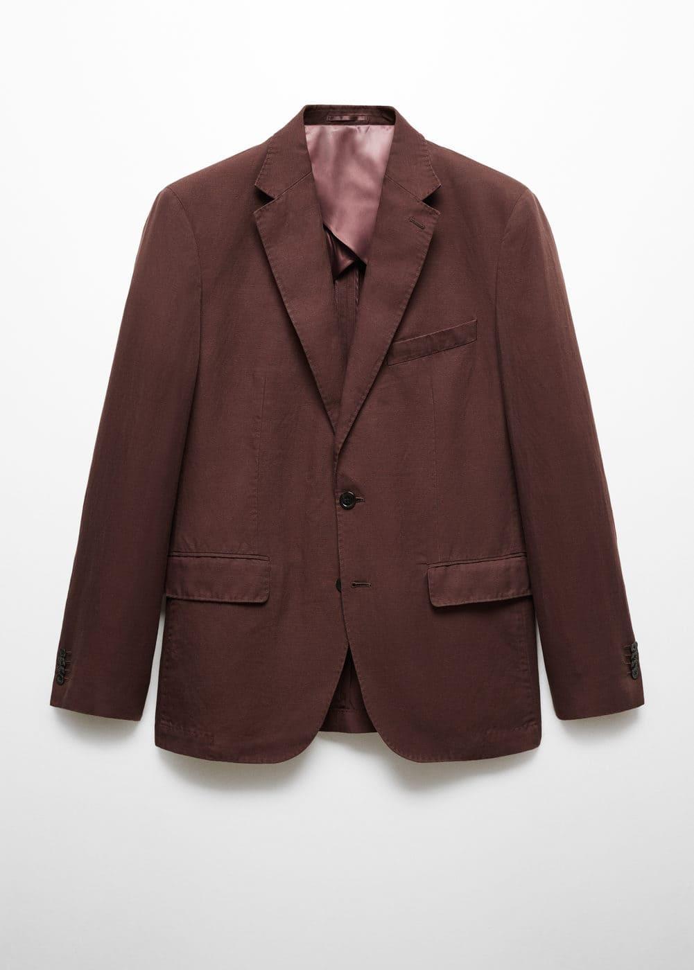 MANGO MAN - Slim fit linen suit blazer burgundyMen Product Image