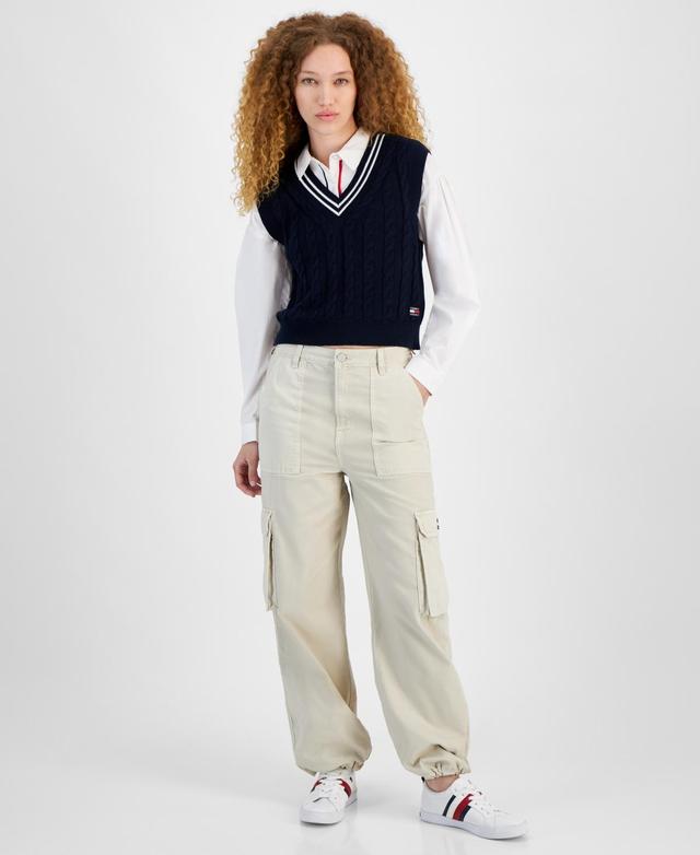 Tommy Jeans Womens Claire High Rise Utility Cotton Cargo Pants Product Image