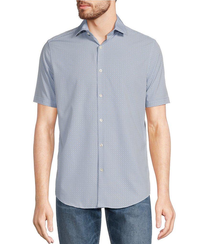 Murano Slim Fit Performance Geometric Print Short Sleeve Woven Shirt Product Image