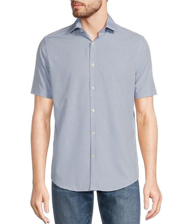 Murano Slim Fit Performance Geometric Print Short Sleeve Woven Shirt Product Image