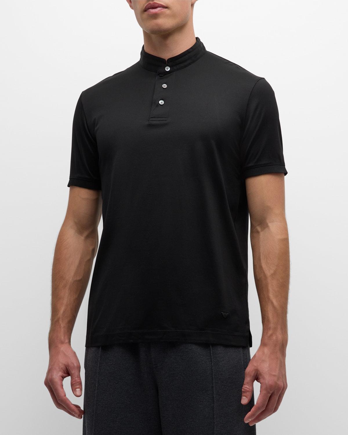 Mens Jersey Nehru-Collar Polo Shirt Product Image