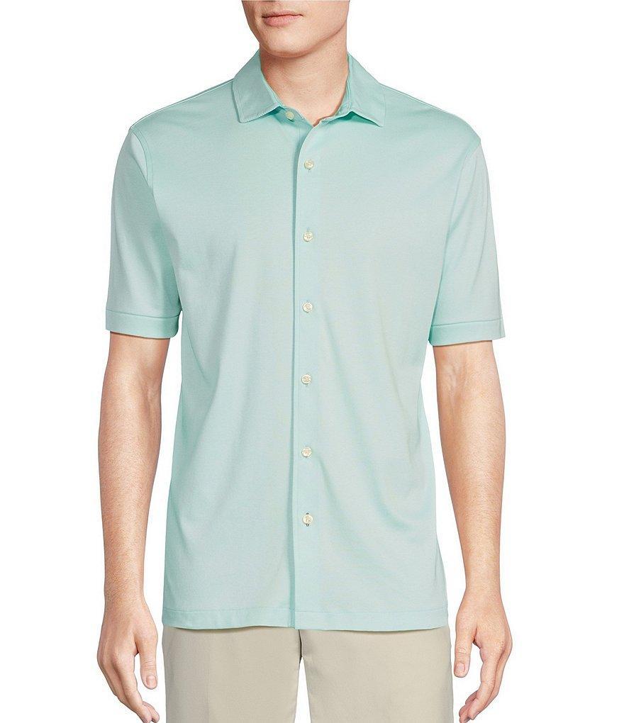 Daniel Cremieux Signature Label Solid Interlock Short-Sleeve Coatfront Shirt Product Image