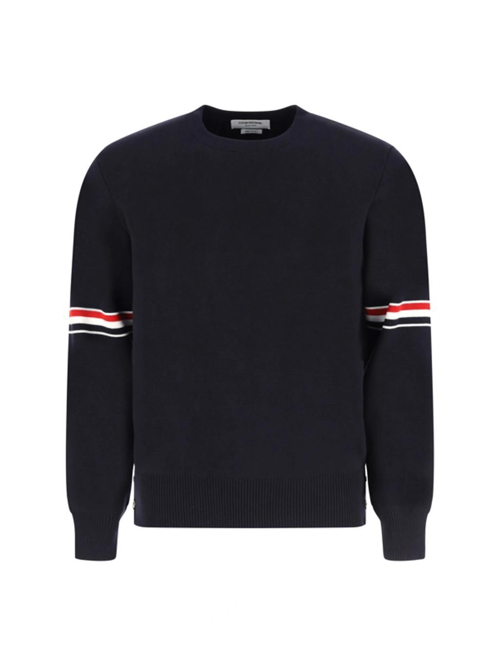 THOM BROWNE Cotton Sweater In Blue Product Image