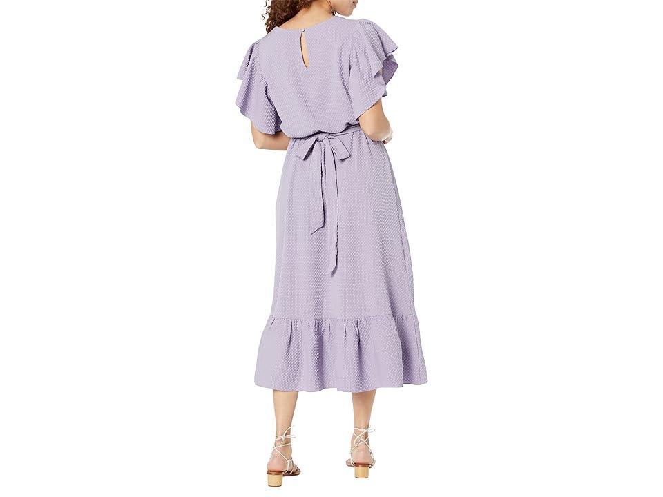 LITTLE MISTRESS Iris Texture Frill Midi Dress (Iris) Women's Dress Product Image