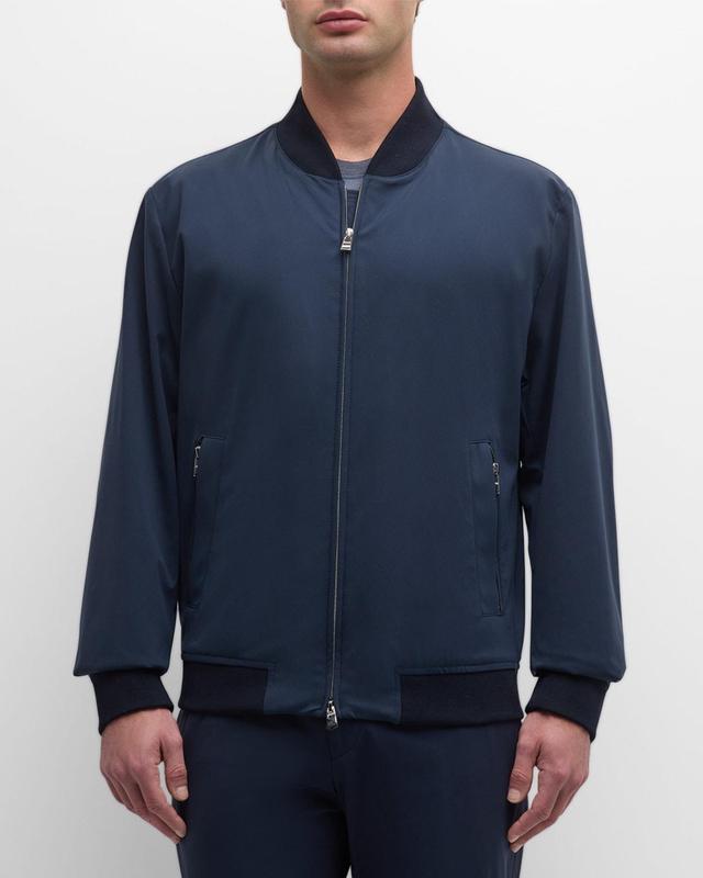 Mens Slim-Fit Nylon Bomber Jacket Product Image