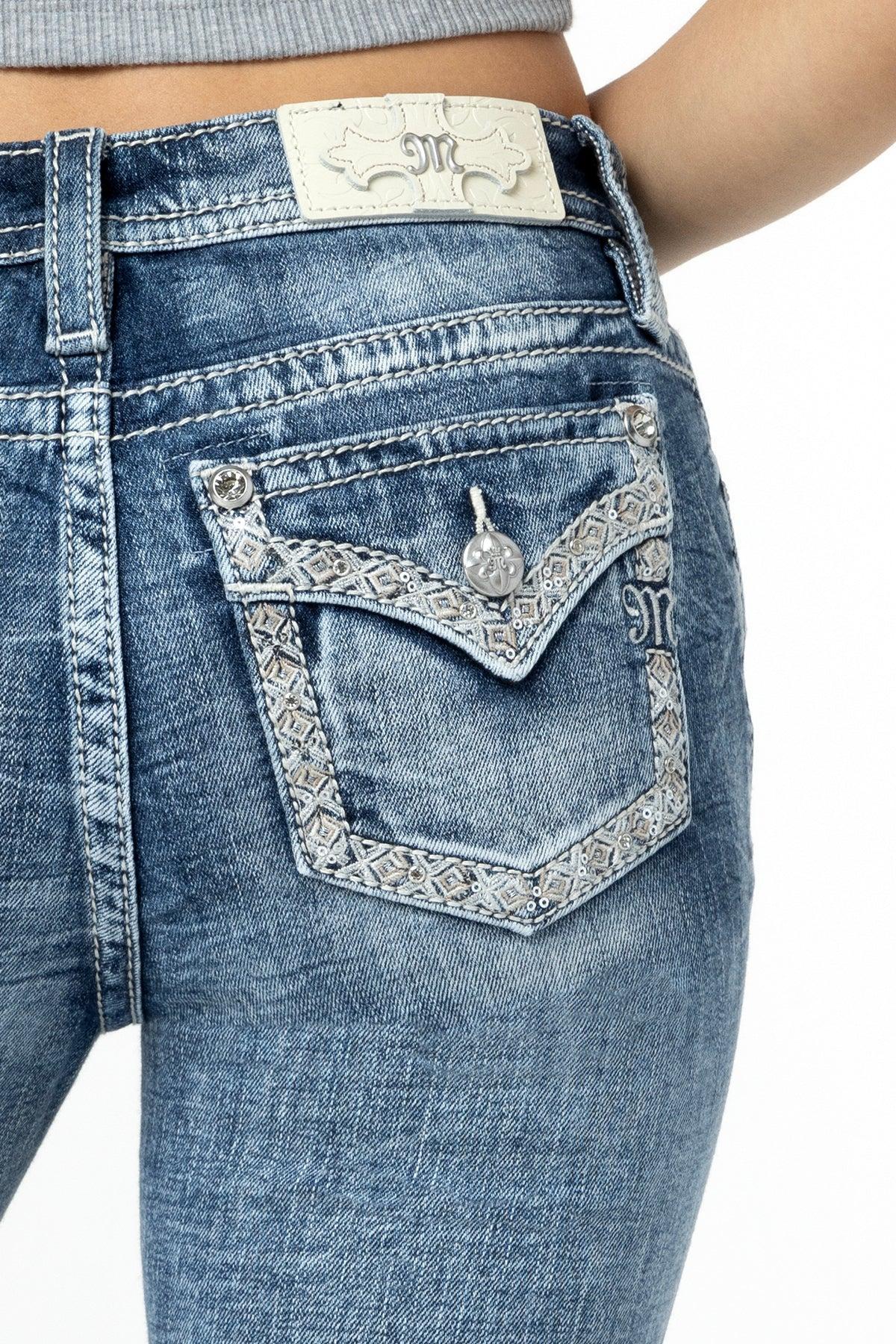 Sparkling Geo Stitch Bootcut Jeans Product Image