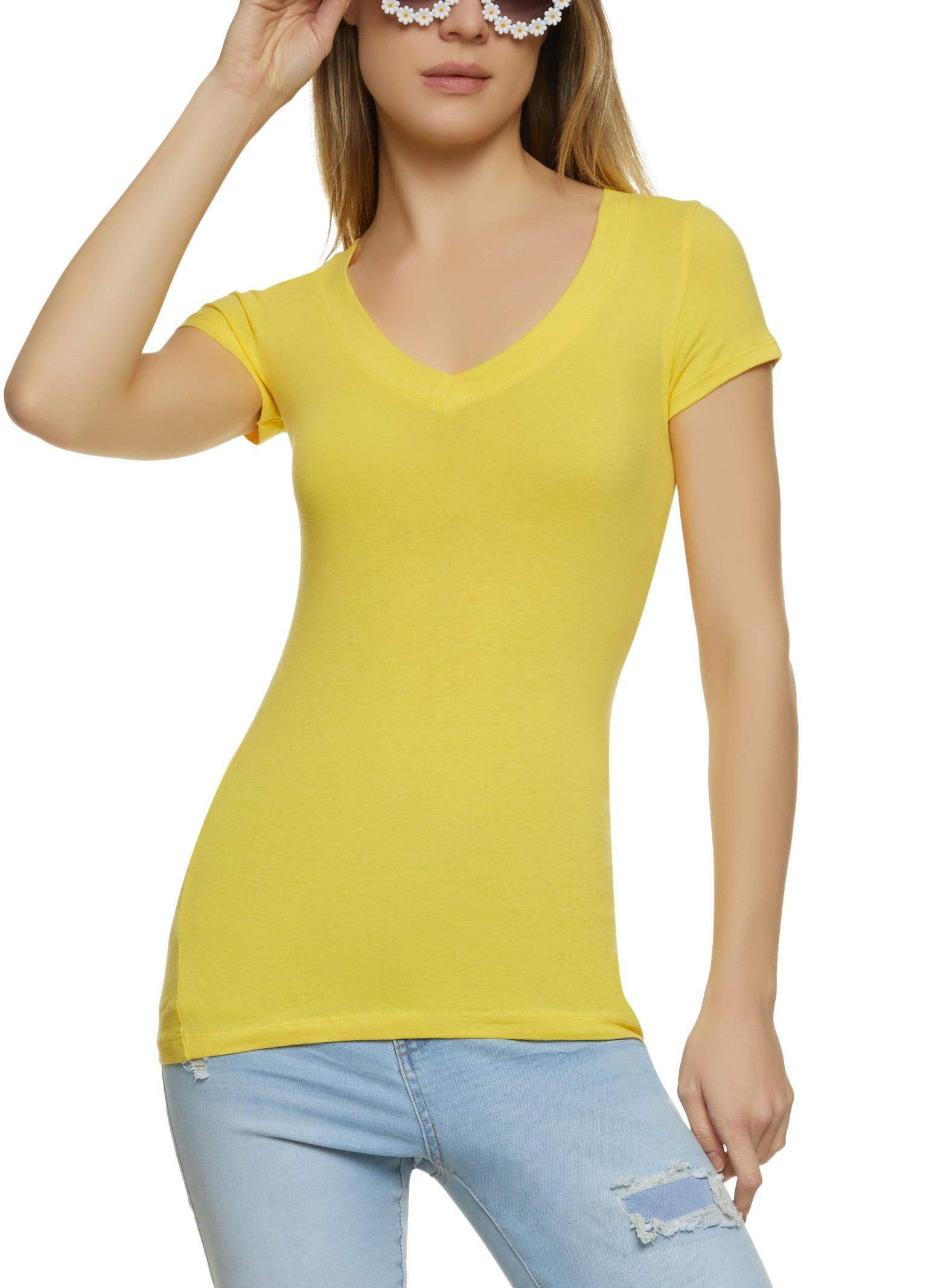 Womens V Neck Short Sleeve T Shirt Product Image