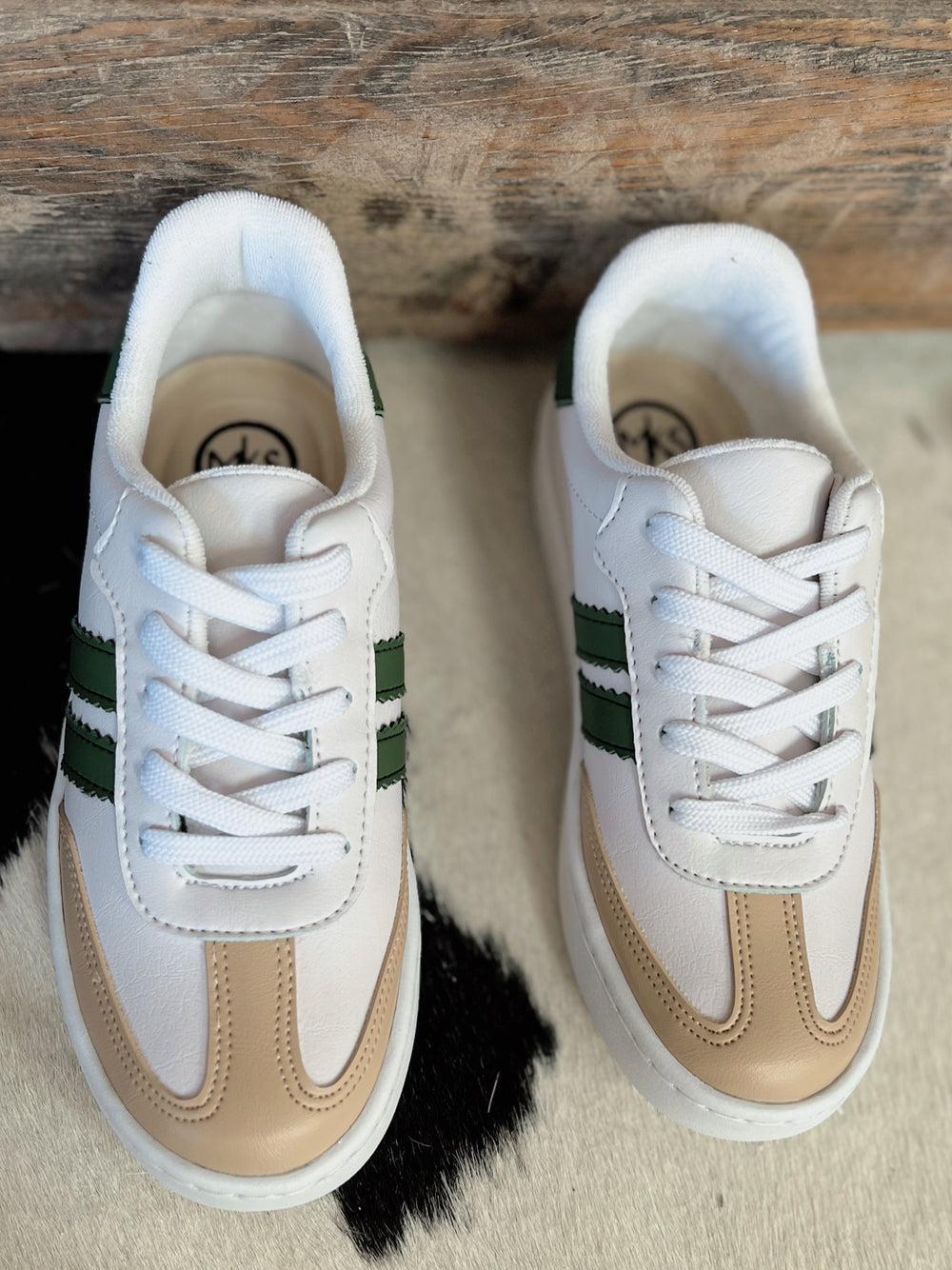 Women's Double Stripe Green Sneakers Product Image