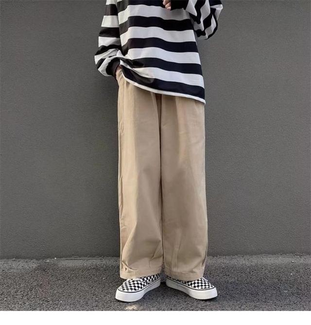 Mid Rise Plain Wide Leg Cargo Pants Product Image