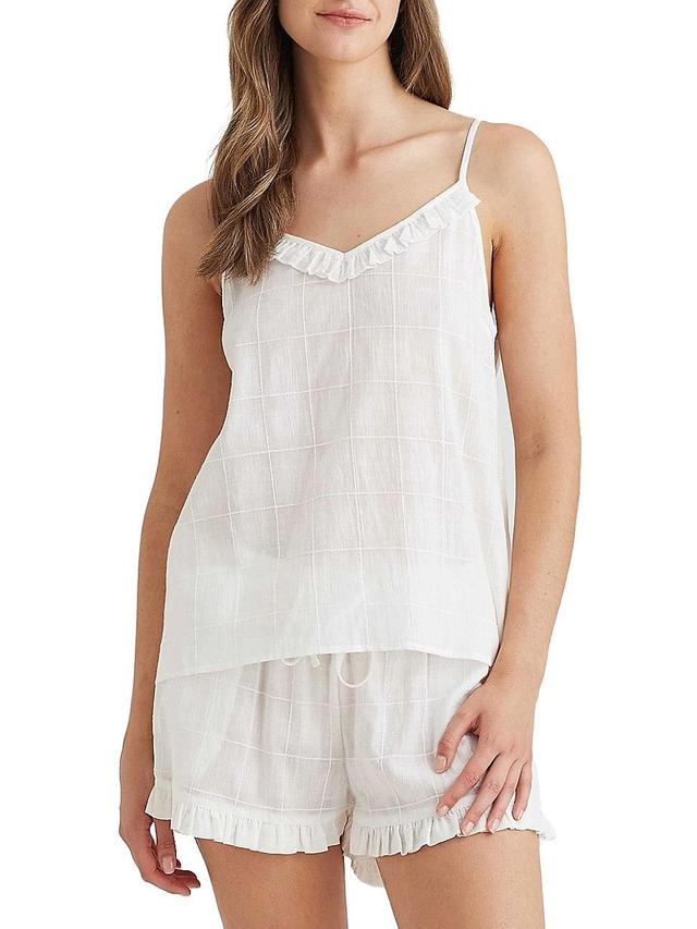 Womens Ivy 2-Piece Ruffled Cotton Short Pajamas Product Image