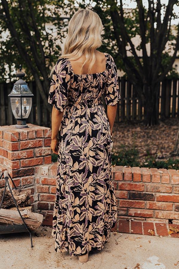 Charming Smile Floral Maxi Dress in Black Product Image