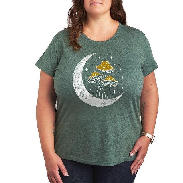 Plus Crescent Moon With Mushrooms Graphic Tee, Womens Product Image