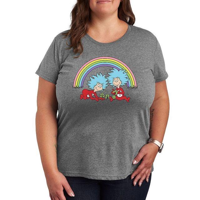 Plus Size Dr. Seuss Thing 1 2 Rainbow Graphic Tee, Womens Product Image