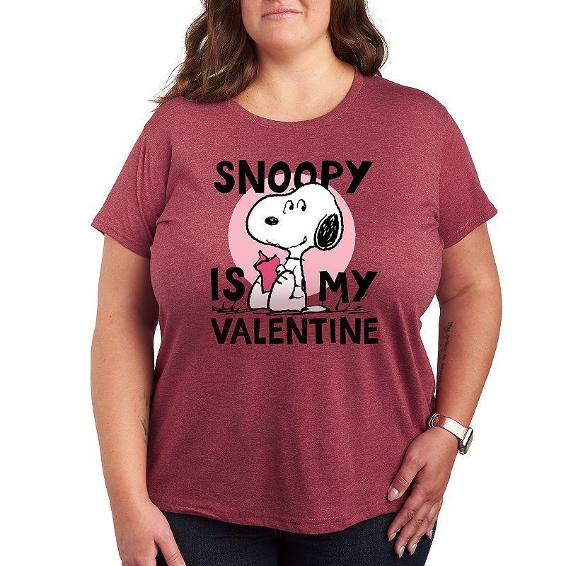 Plus Size Peanuts Snoopy Is My Valentine Graphic Tee, Womens Med Red Product Image