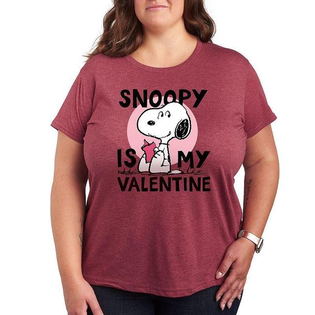 Plus Size Peanuts Snoopy Is My Valentine Graphic Tee, Womens Grey Gray Product Image