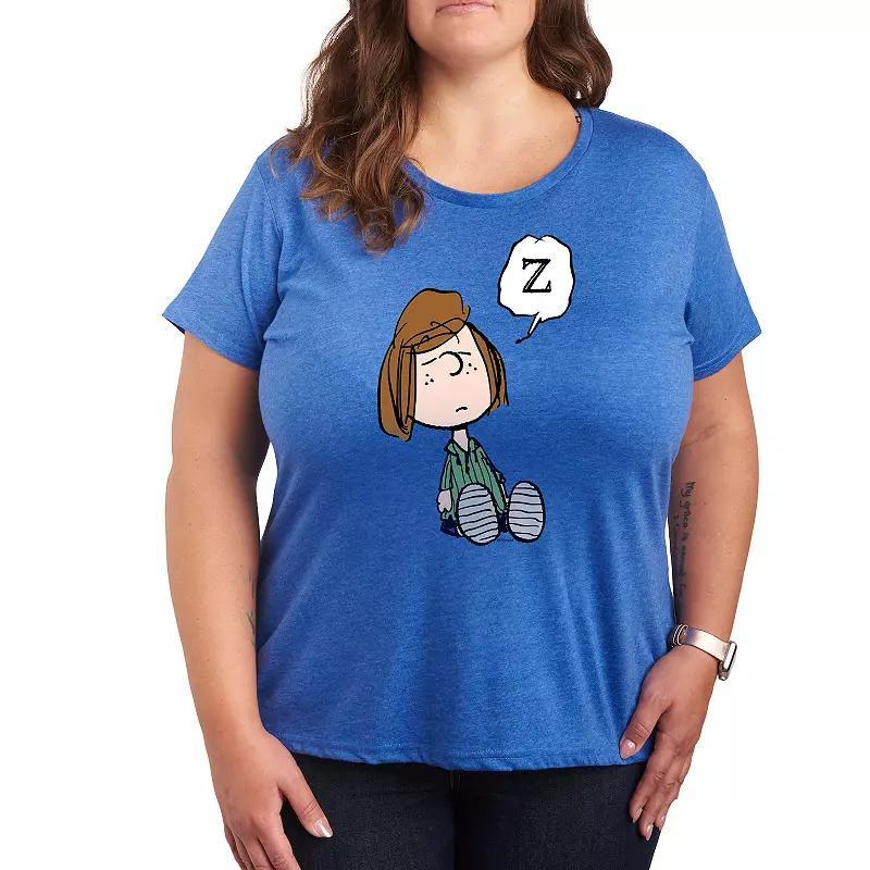 Plus Peanuts Peppermint Patty Doze Graphic Tee, Womens Med Grey Product Image