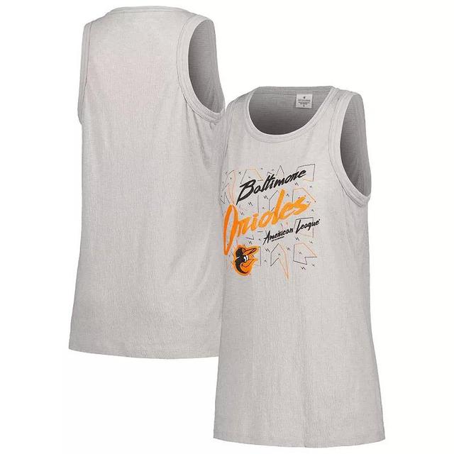 Womens Soft as a Grape Gray Baltimore Orioles Gauze High Neck Tank Top Product Image