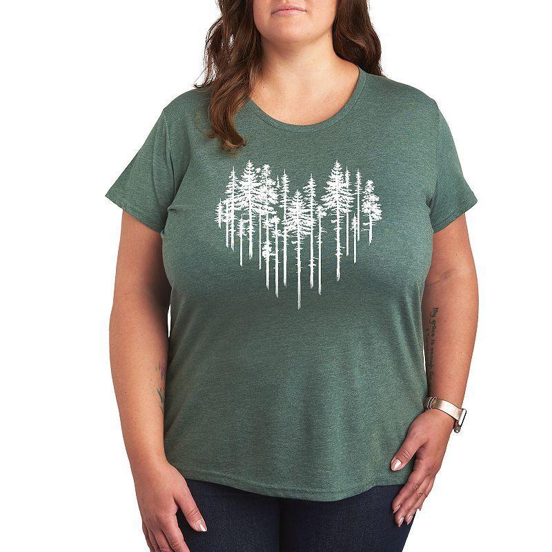 Womens Heart Trees Graphic Tee, Girls Grey Green Product Image