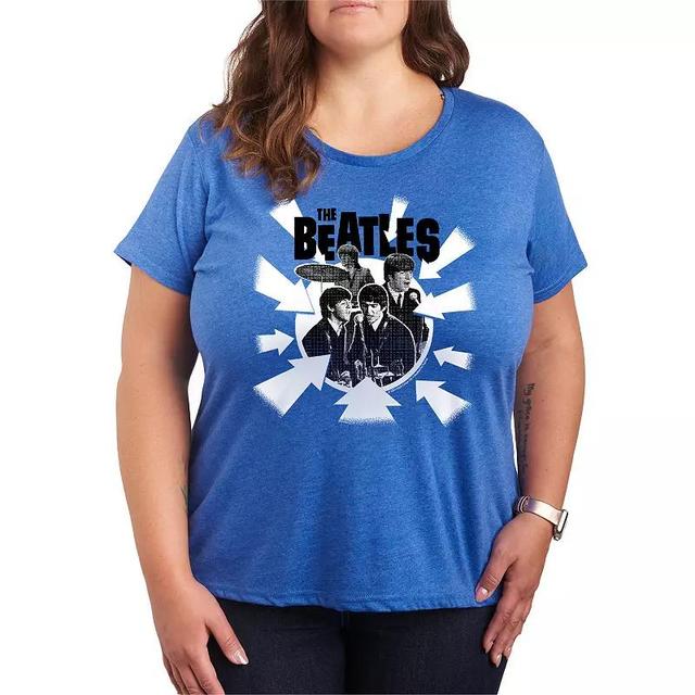 Plus Size The Beatles Arrows Graphic Tee, Womens Grey Royal Blue Product Image