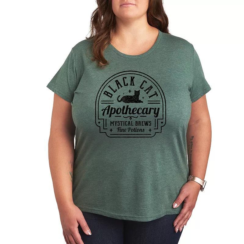 Womens Black Cat Apothecary Sign Halloween Tee, Girls Product Image