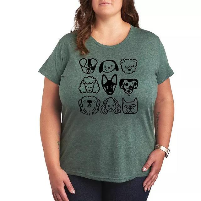 Womens Dog Faces Grid Graphic Tee Grey Green Product Image