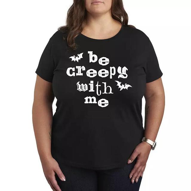 Plus Size Be Creepy With Me Graphic Tee, Womens Grey Green Product Image