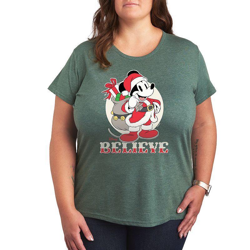 Disneys Mickey Mouse Plus Believe Graphic Tee, Womens Med Blue Product Image