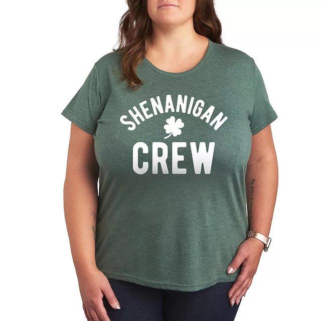 Plus Shenanigan Crew Graphic Tee, Womens Grey Green Product Image