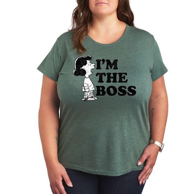 Plus Peanuts Lucy Im The Boss Graphic Tee, Womens Med Grey Product Image