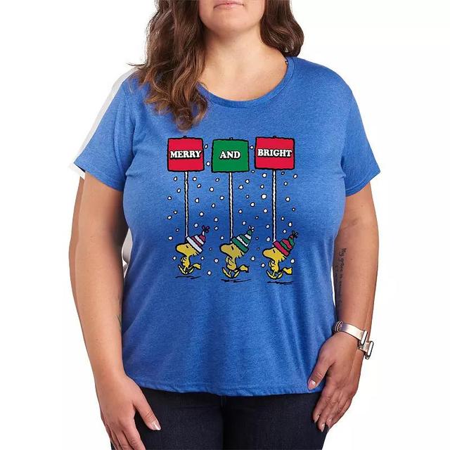 Plus Size Peanuts Woodstock Merry & Bright Graphic Tee, Womens Product Image