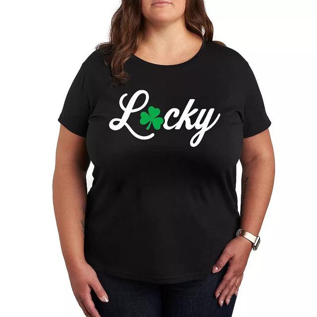 Plus Lucky With Clover Graphic Tee, Womens Product Image