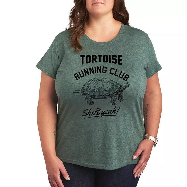 Plus Tortoise Running Club Graphic Tee, Womens Grey Green Product Image