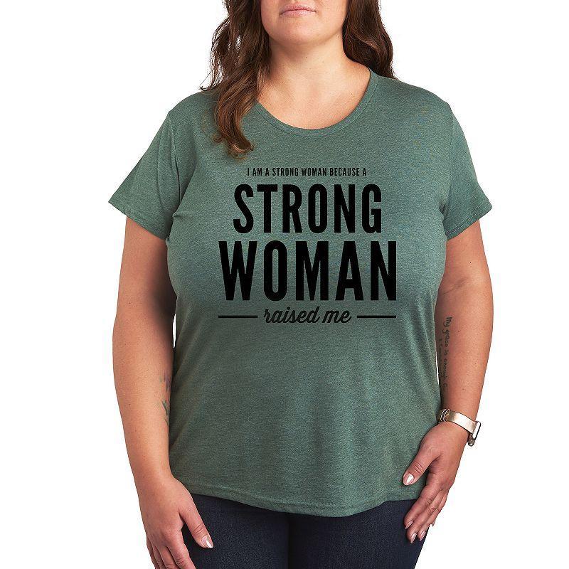 Plus Strong Woman Graphic Tee, Womens Grey Gray Product Image