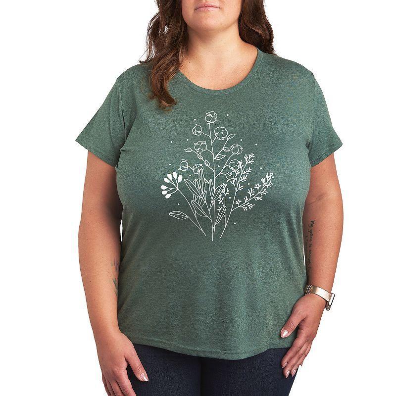 Instant Message Womens Womens Tee Shirts HEATHER - Heather Juniper Fall Flowers Graphic Tee - Women Product Image