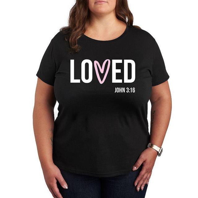 Plus Loved John 3:16 Graphic Tee, Womens Product Image