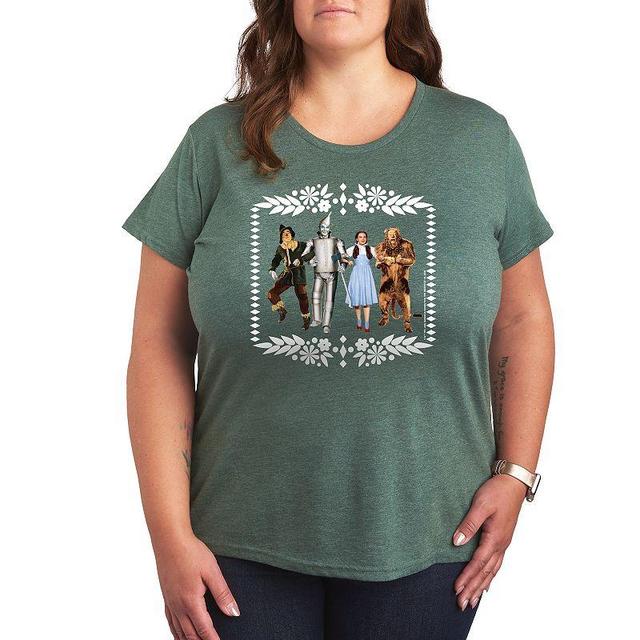 Plus Wizard of Oz Group Graphic Tee, Womens Grey Blue Product Image