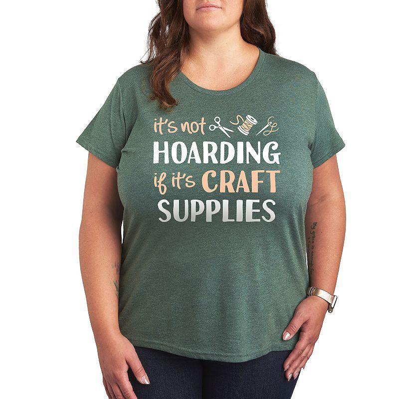 Plus Not Hoarding If Its Crafts Graphic Tee, Womens Grey Royal Blue Product Image