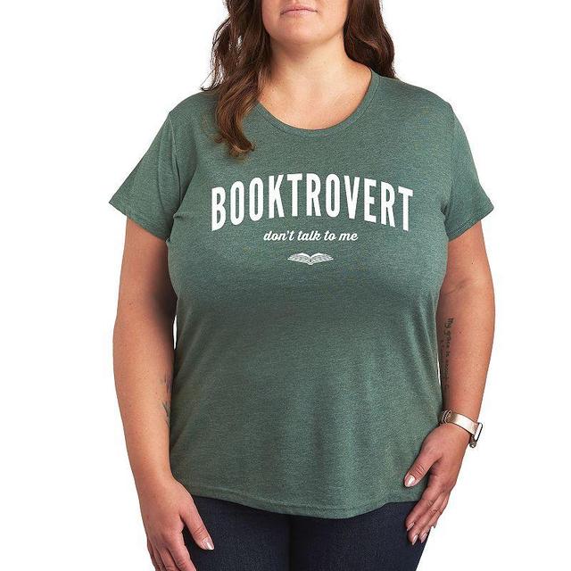 Plus Booktrovert Graphic Tee, Womens Grey Green Product Image