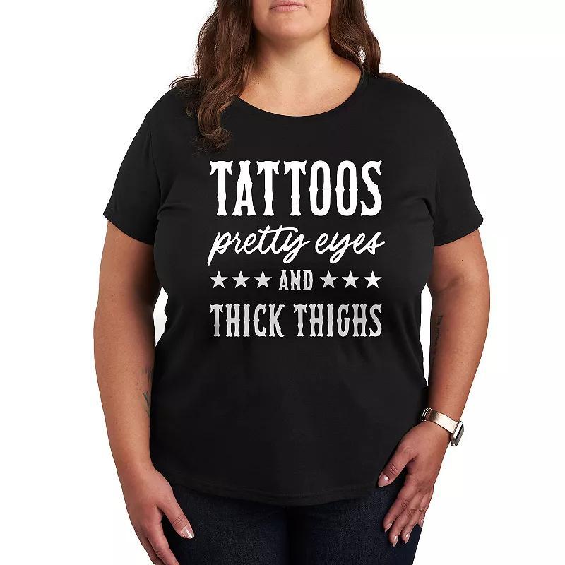 Womens Tattoos Pretty Eyes Thick Thighs Graphic Tee Product Image